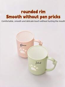 Custom Cat Paw Toothbrush Cup With Handle, Dual-Color Design, Customizable Engraving, Unique Style, Home/Dorm Couple/Parent-Child Exclusive, Cute Cat Paw Pattern, Bathroom Wash Cup - Multicolor - View 4