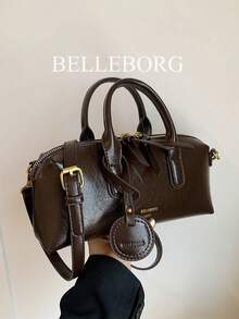 BELLEBORG 優雅百搭復古紋理女款手提包 - 咖啡 - 查看 6