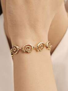 1 Peça Pulseira Delicada com Design de Símbolo da Moda, Joia de Liga Elegante e Versátil para Mulheres, Adequada para Uso Diário - Dourado - Visão 3