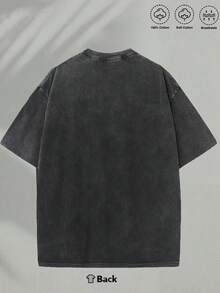2026 Men's Washed Streetwear Brand Has Launched An Oversized T-Shirt Featuring Invincible Comic Character Designs And Text. This Casual Outfit Is An I - 黑色3 - 查看 5