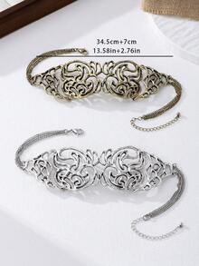 1 chiếc vòng cổ choker hình bướm rỗng thời trang, dây chuyền điều chỉnh được, phù hợp cho nữ giới đeo hàng ngày, dự tiệc và đi chơi. - Cuộn dây hình bướm - Xem 2