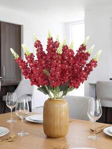 Bộ 1/2/4/6 bông hoa trang trí lá xanh mùa xuân và mùa hè nhân tạo, cao 27,17 inch, hoa lục bình đỏ nhân tạo, vẻ ngoài chân thực, lý tưởng cho trang trí địa điểm tổ chức đám cưới ngoài trời, cắm hoa trong bình cao, trang trí nhà cửa, trang trí tiệc, bó hoa cưới và đạo cụ chụp ảnh tạo không khí, phù hợp cho mọi mùa. - Màu Đỏ Sâu - Xem 3