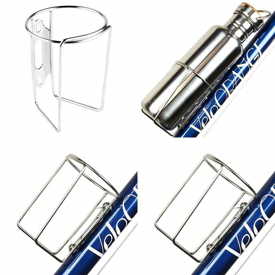 Velo Orange Retro Water Bottle Cage without Tab: Polish Stainless - Plateado - Ver 1