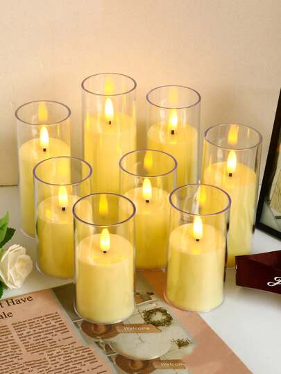 1pc Flickering Flameless LED Candle Light With Batteries, Home Decor Electronic Candle Light, Ideal For Wedding Decor, Dining Table Decor, Birthday, Party, Valentine's Day Decoration Candle, Electric Candle, Candle Lights Wishing