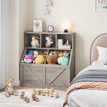 Estantería y organizador de juguetes multifuncional para niños – Armario de almacenamiento  y estable con estante grande para sala de juegos, dormitorio, guardería o guardería infantil – Fácil de montar – Gris lavado - Tipo de caja - Ver 3