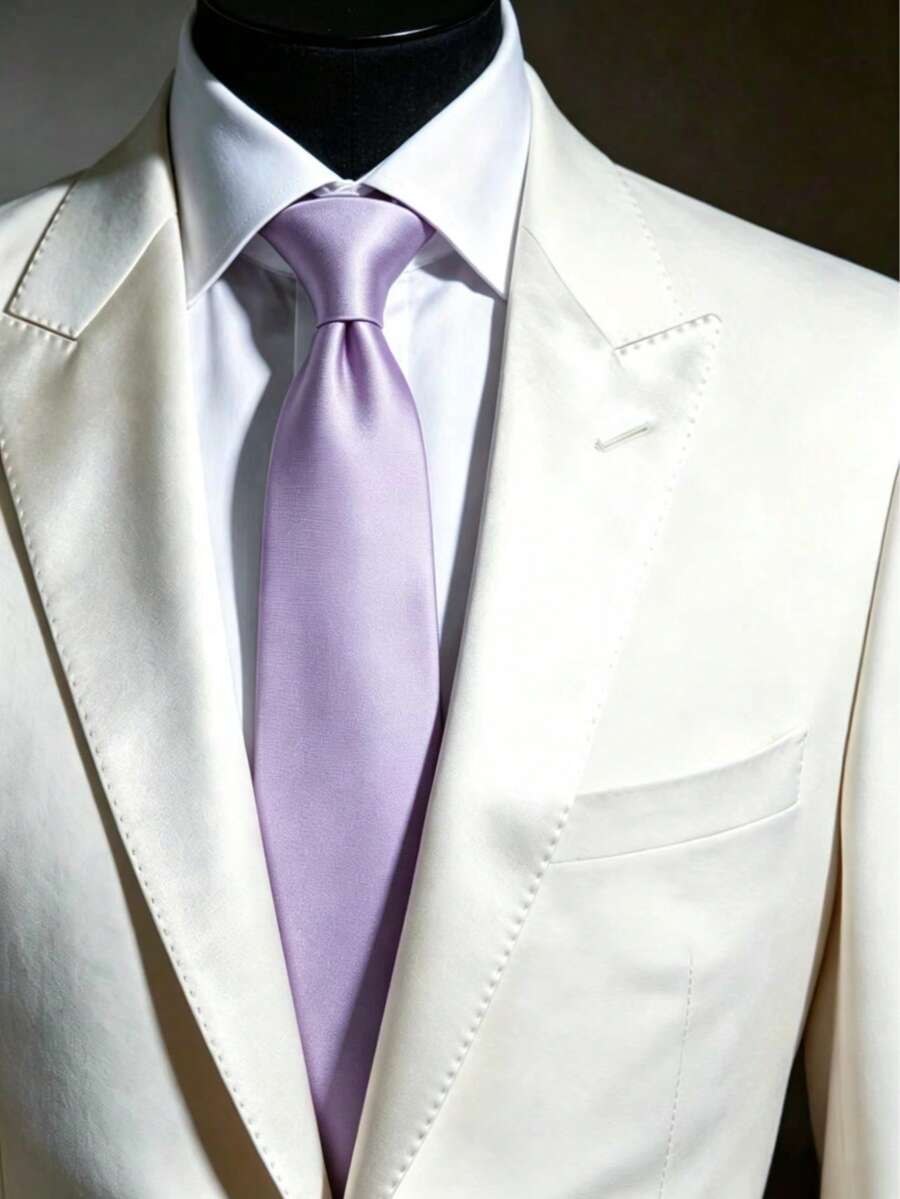 1pc Men's Formal Business Solid Color Necktie (8cm), Suitable For Business Attire, Weddings, And Other Formal Occasions, Fathers Day Gift - Mauve Purple - View 1