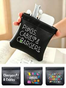 Elastic Band Storage Bag With Data Cable And Letter Pattern, Suitable For Gift Storage, Perfect For Birthday, Mother's Day, Father's Day Gifts - Multicolor - View 1
