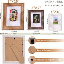 Portaretratos de pulgadas2 Piezas Marcos de Fotos de Boda de Paisaje Familiar de Retrato Personalizado Exhibición en la Pared de la Mesa para la Decoración de la Galería de la Oficina en el Hogar - Roble - Ver 7