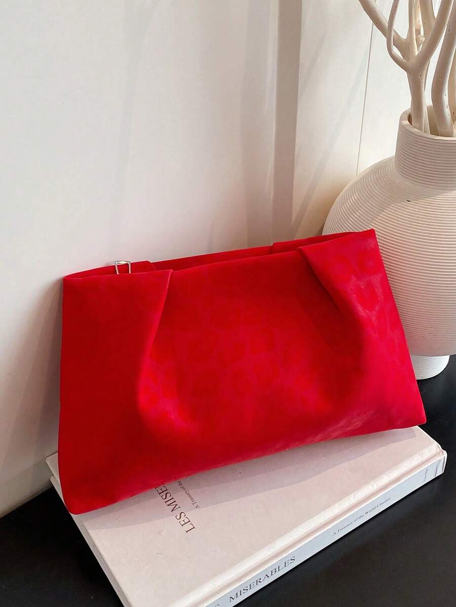 Tas Clutch Amplop Motif Leopard Terbaru, Tas Tangan Fashion Gaya Vintage Desain Niche untuk Wanita - Merah - View 1