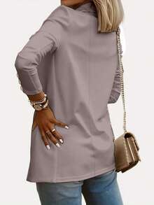 New Stylish Lapel Long Sleeve Blazer For Women Spring - Light Grey - View 3