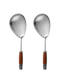 1/3 piezas Cuchara coladora grande de acero inoxidable, filtro de cocina, adecuado para freír, olla caliente, cocinar y hornear, fácil de drenar, resistente al calor, apto para lavavajillas, adecuado para uso en cocina de restaurante - Plateado - Ver 8