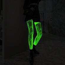 Green Fluorescent Night Glow Sheer Mesh Tights With Striped Pattern Luminous Bodycon Leggings Women Reactive Party Cosplay Outfit DBYS - Luminous 3072 - View 12