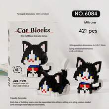 2026新款 - 400+片像素猫咪家族系列积木玩具，微粒橘猫毛绒玩具，渐变奶牛积木玩具室内装饰，适用于大多数场景作为装饰，创意拼装积木玩具，沉浸式DIY手工，男孩生日礼物 - 完美礼物 - 生日礼物 - 男士礼物 - 女士礼物 - 复活节礼物 - 节日礼物 - 情人节礼物 - 青少年玩具 - 彩色 - 查看 16