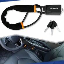 Universal Anti-Theft Steering Wheel Lock With Seat Belt Cutter – Compact Multi-Function Car Security Device, Fits Most Vehicles, SUVs, Golf Carts – Max 17in Length – Black - Black - 查看 1