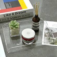 Transparent Acrylic Tray, Makeup Organizer Tray, Square Storage Tray, Jewelry Organizer Tray, Bathroom Organizer Tray, Suitable For Home, Living Room, Bathroom - Multicolor - View 2