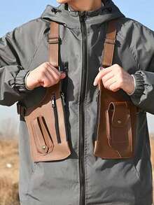 New Multi-Function Vest Bag, Fashionable Backpack Invisible Backpack Outdoor Tactical Bag Phone Bag Crossbody Chest Portable Bag - Brown - View 7