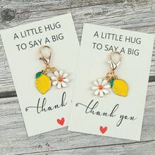 1pc/2pcs/4pcs Mini Lemon Daisy Flower Keychain, With Pocket Hug Card, Pendant, Decor Accessory, Birthday, Party, Holiday Small Gift, Fruit Charm - Multicolor - View 9