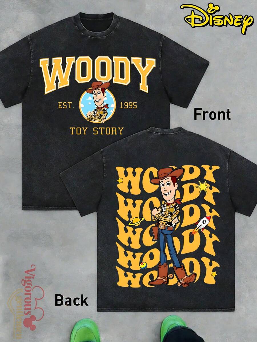 Disney Toy Story Woody Cowboy 1995 Washed Black T-Shirt, Unisex Casual Tee - màu đen - Xem 1