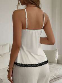 Áo camisole nữ màu trắng kiểu Y2K mùa hè tươi tắn, phối ren, một chiếc áo đa năng cho phong cách đường phố, đi làm hàng ngày và mặc ở nhà thoải mái. - trắng - Xem 2