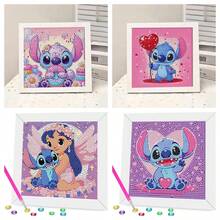 Panini Stitch Series Diamond Painting Kit With Frame, 4 Styles Cartoon Lilo & Stitch 5D Full Diamond DIY Handmade Art, Home Decor Gift Suitable For Stitch Fans - Sets - View 1