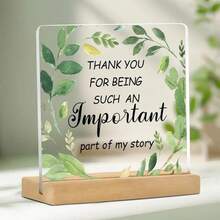 1pc Classic Islamic Acrylic Eid Al-Fitr Ramadan Decorative Item, With Wooden Base, Arabic Ramadan Decor, Birthday Gift - Starts And Ends With Gratitude And Hope, With Slogan, Desktop Ornament - Multicolor - View 22