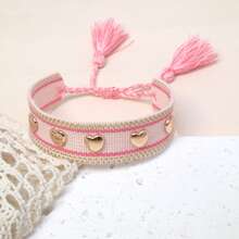 1pc Rivet Heart Bohemian Bracelet - Baby Pink - View 3