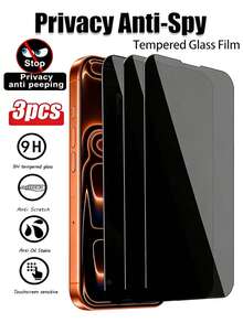 3pcs 17 Pro Max Privacy Anti-Peeping Tempered Glass Screen Protector - Black - View 11
