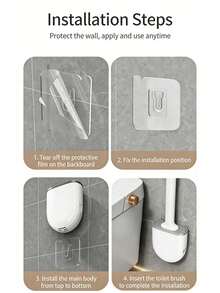1 chổi cọ toilet silicon trắng kèm giá treo tường | Bộ chổi cọ vệ sinh làm sạch sâu cho phòng tắm - Trắng - Xem 5