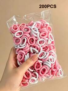 20 piezas/100 piezas/200 piezas Lazos elásticos de nailon de colores, suaves y no dañinos, scrunchies, bandas para el cabello, accesorios para el cabello para niñas, adecuados para coleta, uso diario - Multicolor - Ver 18
