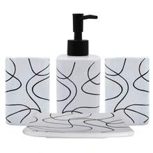 IZY Set 4 Piezas Dispensador de Jabón Líquido y Gel Antibacterial Baño Práctico para Oficina o Hogar - Blanco - Ver 7