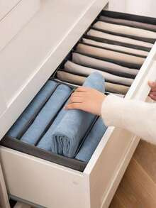 Foldable Fabric Storage Box, 7/9 Grid Drawer Style Organizer Bin For Jeans, Pants, Underwear, T-Shirts Etc, Wardrobe And Dresser Storage, Dorm Closet Pants Divider - Grey - View 5