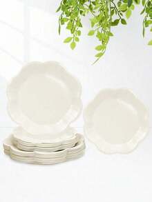 Bộ 1/10/20 đĩa giấy dùng một lần màu be ren, kích thước 9 inch và 7 inch với họa tiết hoa trang nhã, đĩa giấy 7 inch dùng đựng bánh kem và tráng miệng với viền lượn sóng, thích hợp cho đám cưới, tiệc cô dâu, tiệc tiết lộ giới tính, tiệc mừng em bé, sinh nhật và các dịp khác. - nhiều màu - Xem 1