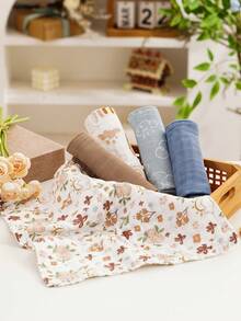 Bộ 5 khăn mặt bằng vải muslin tre, khăn mềm in hình cầu vồng, khăn lau miệng cho bé. - Nhiều màu - Xem 3