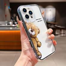 1 chiếc ốp lưng điện thoại gọng đen, trong suốt, tối giản, bảo vệ mặt kính, chống rơi vỡ, chống va đập, họa tiết gấu dễ thương, phù hợp với 16 Pro Max, 17/16/15/14 Plus, 13/12/11, Air - Nhiều màu - Xem 4