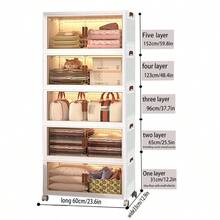 60cm Collapsible Storage Bins With Lids, Folding Storage Box For Home, Kitchen And Office, Stackable Closet Organizer With Wheels, With Doors Cube Storage Containers - 60cm/5 Layers (weighted and Thickened) - View 10