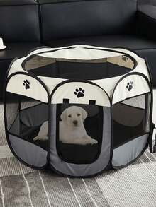 1pc Pet Cat Dog Scratch-Resistant Foldable Fence Tent - Grey - View 4