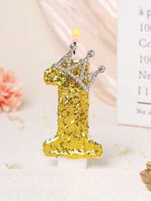 Gold Crown Number Candles, Sparkling Birthday Cake Candles, Princess & Queen Birthday Candles, Party Candle Decorations Suitable For Holidays, Gatherings, Birthday Parties, Birthday Cake Decorations - View 9