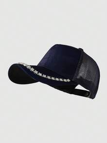 1pc Y2K Style Rhinestone Embellished Retro Baseball Cap, Unisex Adjustable Classic Low Profile Solid Color Hat, Suitable For Outdoor, Golf, Summer, Casual Wear, Perfect Gift - Baseball Cap - View 13