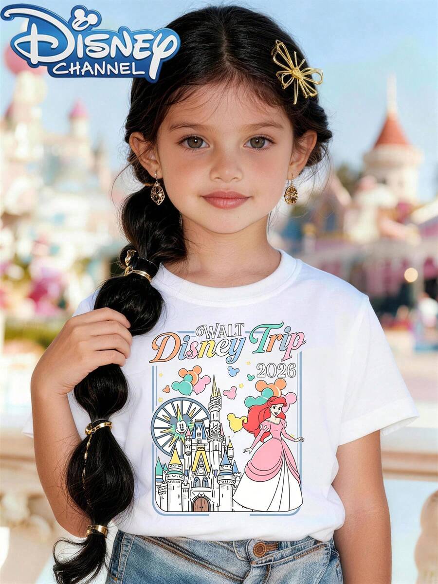 A cute, fresh, and stylish Disney girls' round neck T-shirt, 100% pure cotton, is an ideal choice for daily wear, holiday leisure, outdoor exploration, campus life, and shopping trips. It's also a summer must-have item and makes an excellent Disney gift for both girls and boys. - Blanco - Ver 1