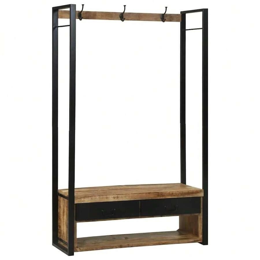 vidaXL Kleiderständer Braun 110 x 40 x 179 cm Massivholz Mango - Braun - Übersicht 1
