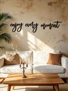 Suitable For All Seasons Gift: "Enjoy Every Moment" Metal Wall Hanging Decor, Happy Phrase Travel Themed Wall Art Suitable For Bedroom, Living Room, Kitchen, Bathroom, Black. Carved Metal Wall Art - Perfect Choice For Home And Office Decor, Ideal Room Decoration - Black - View 4