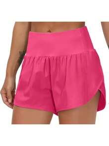 Women's Running Shorts, Two-Piece With Zippered Pockets, High Waisted Yoga Quick Drying Pants - 白色 - 查看 4