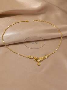 1pc Fashion Copper Flower Pendant Necklace For Women For Daily Decoration Valentines - 黃金 - 查看 3