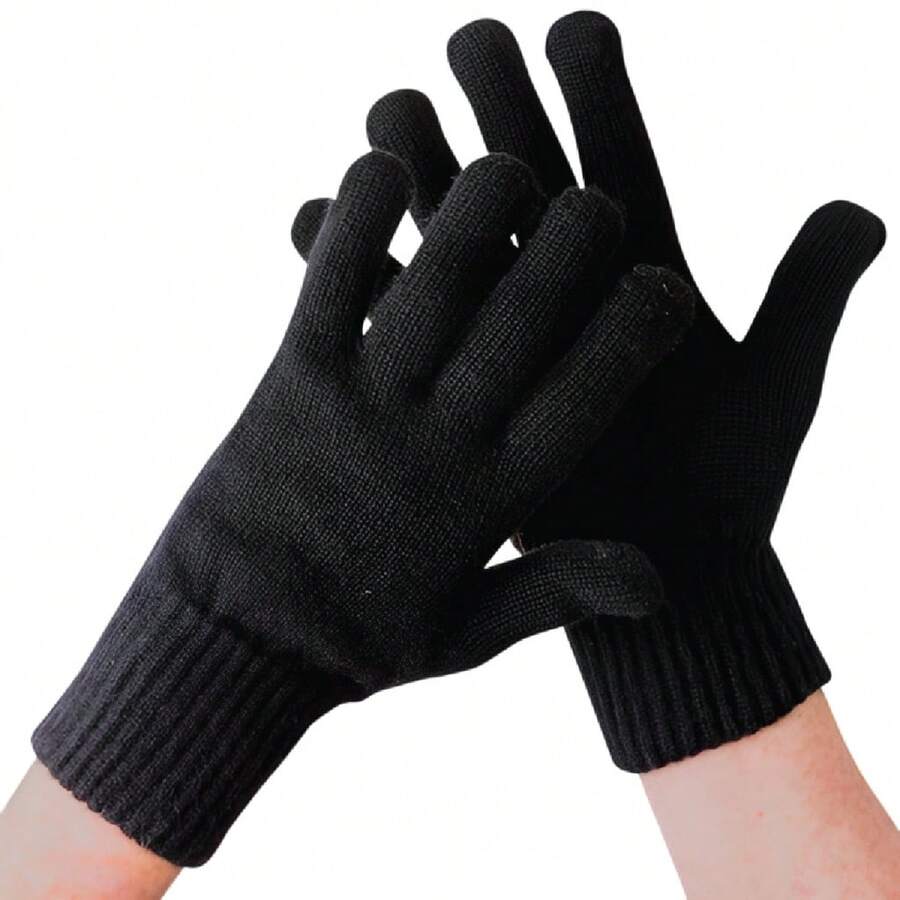 Luva de Lã par para inverno  Rua    Acrílica    inverno - Preto - Visão 1