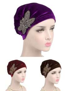 3pcs Beaded Flower Headscarf Accessories, Pleated Turban Hat, Cap, Breathable Washable Daily Headwear, Mother's Day Gift, Holiday, Festival - Color - View 14