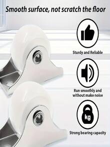 8pcs Nylon Swivel Casters 1 Inch Flat Plate Sliding Wheels, Lightweight White Wheels With Brake - 1-inch Fixed Wheel - View 2