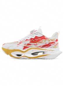 Women's Spring/Summer New Breathable Mesh Gradient Rotating Button Running Shoes, Outdoor Fashion Non-Slip Casual Sports Sneakers - Red - View 5