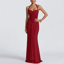 2026 New Elegant Women's Dress Series Hot-Selling Women's Clothing Solid Color Halter Neck Slim-Fit Formal Evening Gown Prom, Gala, Black Tie & Red Carpet Events, Gala & Date Night FEGI - 紅色 - 查看 1