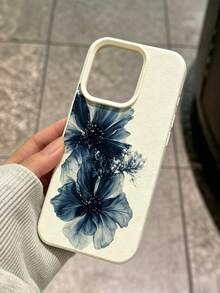 1pc Fashionable Chinese Style Ink Painting Deep Blue Poetic Pattern Phone Case, Anti-Slip Anti-Fall Suitable For IPhone17/17Pro/17ProMax/16/16Pro/16ProMax/15/15Pro/15ProMax/14/13/12/11, Anti-Stain, Fashion, - Beige - View 1