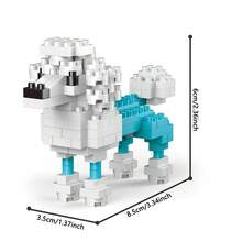Mini juguete de bloques de construcción de perro salchicha para adultos y niños: diseño detallado y realista, juego de construcción divertido y educativo - Caniche - Ver 15